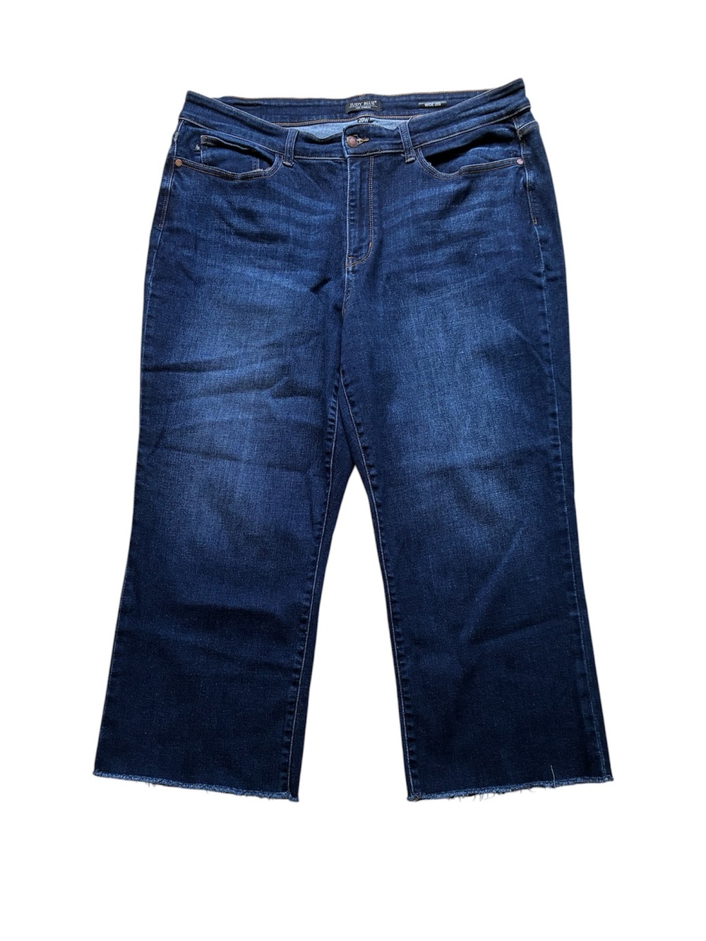 Judy Blue Women's Dark Blue Wash Wide Leg Cropped Jeans Size 20W x 24.5”
